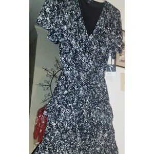 SIMPLY VERA Vera Wang NWT Dress Ruffled Tiered Chiffon Lined Fairy Sz Large Blk